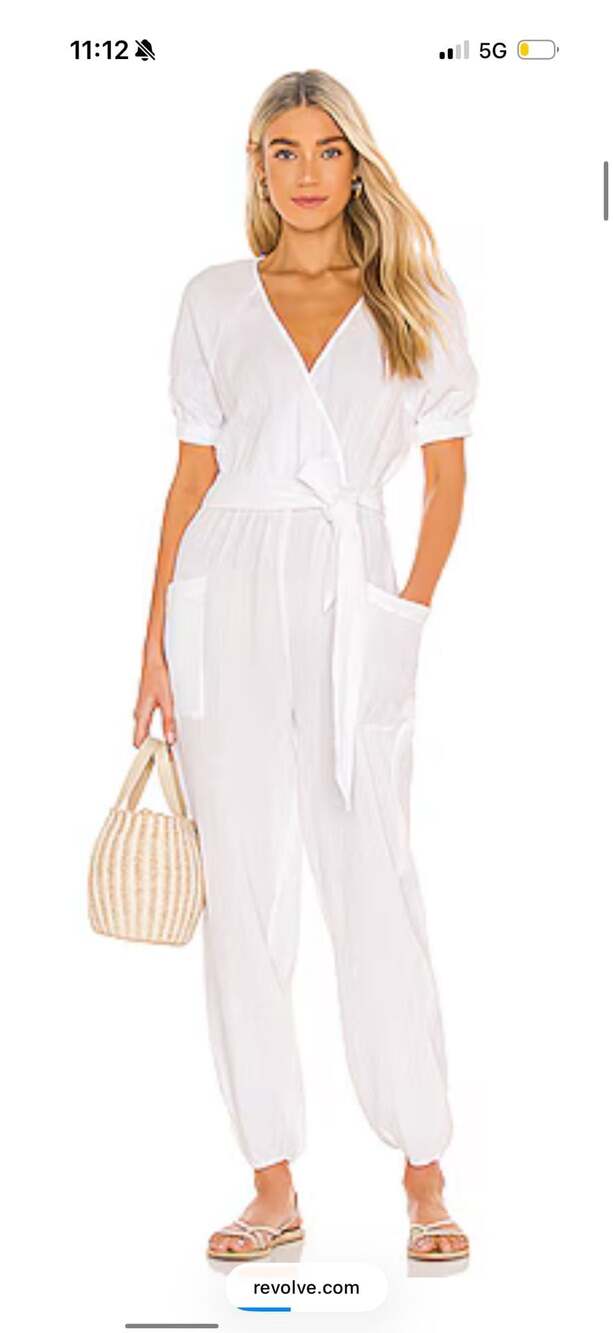 L*SPACE Shore Thing White V-Neck Belted Jumpsuit